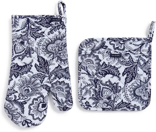Miniatura 5 de Vera Bradley Juego de manoplas y guantes de horno de algodón para mujer, Flores encantadoras