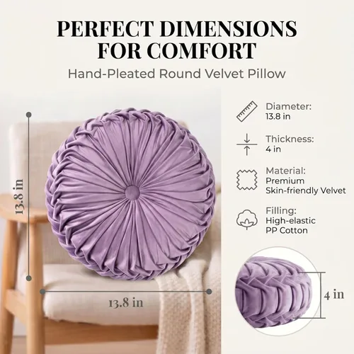 Miniatura 2 de HLOVME Cojín decorativo redondo para sofá, cama, sala de estar, cojín pequeño de suelo para adultos y niños, 13.7 pulgadas (A01-rosa)