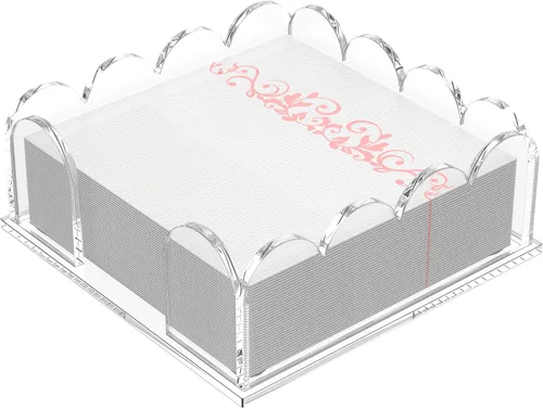 Miniatura 8 de YAGELI Servilletero acrílico transparente – Elegante bandeja festoneada para cóctel, baño, cocina y comedor – Toalla de papel plana y organizador
