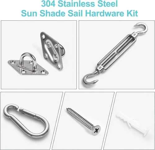 Miniatura 3 de HOMPER, juego de accesorios para toldos, kit de hardware resistente de acero inoxidable para toldos de jardín en forma de triángulo, cuadrado