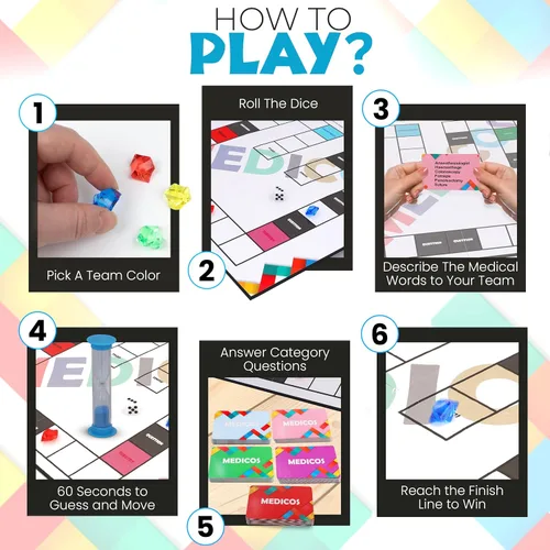 Miniatura 4 de Medicos Juego de mesa médico para adultos y estudiantes Juego de aprendizaje de anatomía de trivia de atención médica Médico, enfermera, escuela