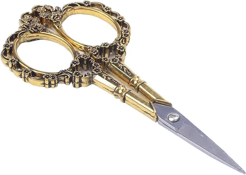 Tijeras vintage BIHRTC estilo europeo para bordado, costura, artesanías, trabajos de arte y uso diario, Dorado