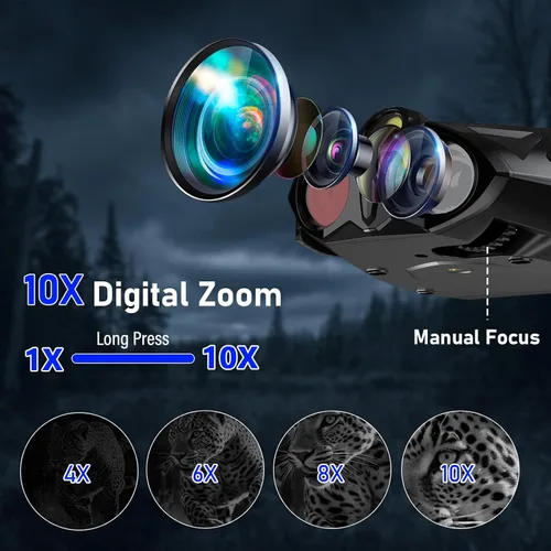 Miniatura 4 de JDZ Gafas de visión nocturna, prismáticos de visión nocturna 4K para adultos, pantalla HD de 4 pulgadas, alcance largo de 2600 pies, zoom 10X