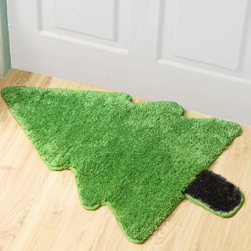 Tinideya Alfombra de baño de árbol de Navidad para niños, 28 x 20 pulgadas, tapete de baño para bañera, árbol de Navidad, tapete de baño verde,