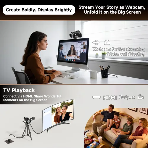 Miniatura 7 de Videocámara, videocámara 4K 56MP grabadora de video digital 18X zoom 3" pantalla táctil de rotación 270° visión nocturna IR, cámara wifi para vlogs