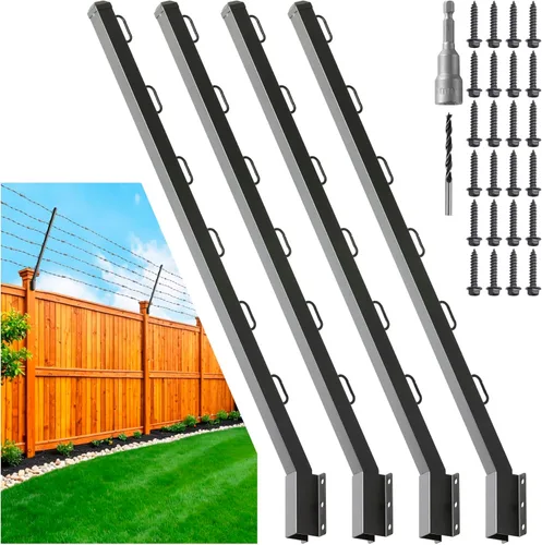 Miniatura 11 de Extensor de poste de valla, alambre de púas de 23.5 pulgadas, brazo extendido, para cercas exteriores para aumentar la altura, proteger
