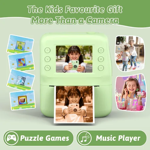 Miniatura 6 de Cámara a color para niños, impresión instantánea, cámara instantánea con papel fotográfico de 4 colores, video HD de 1080P y cámaras digitales
