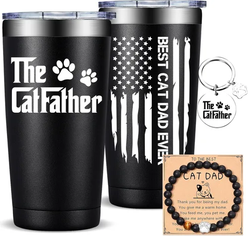 Fufandi Regalos para papá con diseño de gato – El padre del padre – Día del Padre, cumpleaños, regalos de Navidad para papá, nuevos papás por