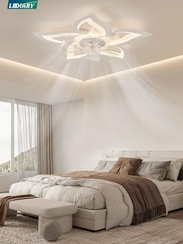 Miniatura 7 de LEDIARY Ventiladores de Techo con Flores y Luces, Ventilador de Techo Moderno Pequeño de Perfil Bajo de 27 Pulgadas, Lámpara de Techo LED Regulable
