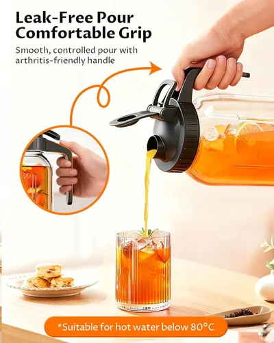 Miniatura 5 de Jarra Mason Jar de 64 onzas – Jarra de vidrio hermética y a prueba de fugas con tapa, perfecta para té helado, té solar, cerveza fría, leche
