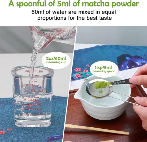 Miniatura 4 de Juego de batidor de matcha, juego de 11 piezas, kit de matcha, batidor hecho de bambú 100% natural, juego de 11 componentes para todas tus Blanco