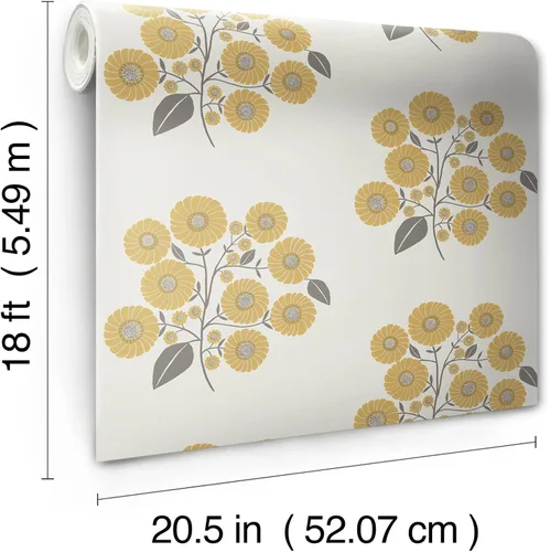 Miniatura 8 de Papel tapiz de pelar y pegar gris mostaza de Strawflower