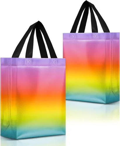 Miniatura 11 de Nush Nush Juego de 12 bolsas de regalo medianas degradadas – 4 impresionantes y brillantes bolsas de regalo reutilizables con asas – Bolsa de regalo