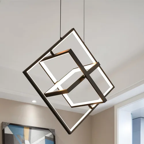 Miniatura 9 de Candelabro moderno negro redondo LED colgante, lámpara contemporánea, luz colgante regulable para comedor, cocina, dormitorio, sala de estar, 68 W