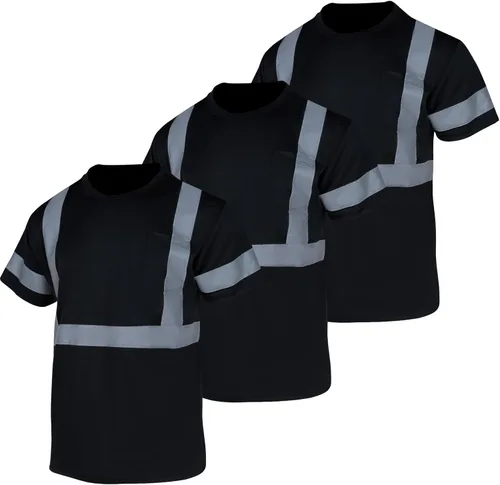 Miniatura 11 de FONIRRA Paquete de 3 camisas reflectantes de seguridad de alta visibilidad para hombres de alta visibilidad para trabajo de construcción con manga