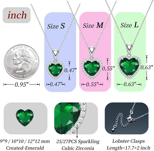 Miniatura 4 de Love Heart Pendant Necklaces for Women Girls Cubic Zirconia Birthstone Gift Valentine's DayMother's DayChristmasAnniversaryBirthday Gift for