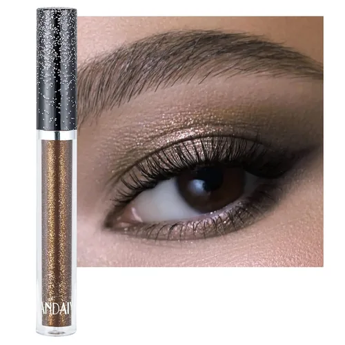 Sombras de ojos con purpurina, sombras de ojos líquidas, metales de larga duración, plata brillante, dorado, sombras de ojos coloridas de alto 11#