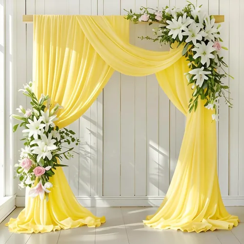 Miniatura 20 de LINXTAR Tela de Cortinaje para Arco de Boda 2 Paneles 30'' x 18FT Rosa Empolvado Gasa Chiffon Transparente Cortinaje de Arco para Cabina de Fotos