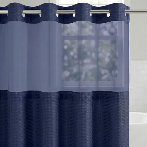 Miniatura 12 de Americanflat 71x74 Cortina de Ducha Sólida Negra - Cortina de Ducha Larga Resistente al Agua con Ojales de Metal Duraderos y 12 Ganchos - 100%