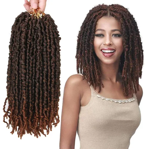 Miniatura 9 de Pelo sintético de ganchillo de 14 pulgadas, 10 paquetes de trenzas onduladas rizadas suaves desgastadas, extensiones de cabello sintético trenzado