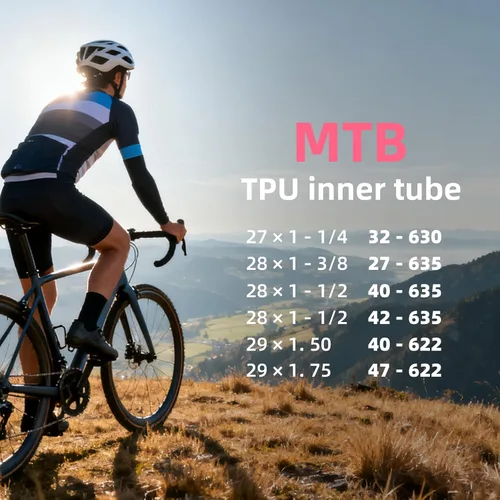 Miniatura 8 de 2-Pack TPU Inner Tubes MTB27.5/29 inchx1.9-2.5 Ultra-Light 45g Bicycle Inner Tube with 45mm Length Presta Valve for Mountain Bikes