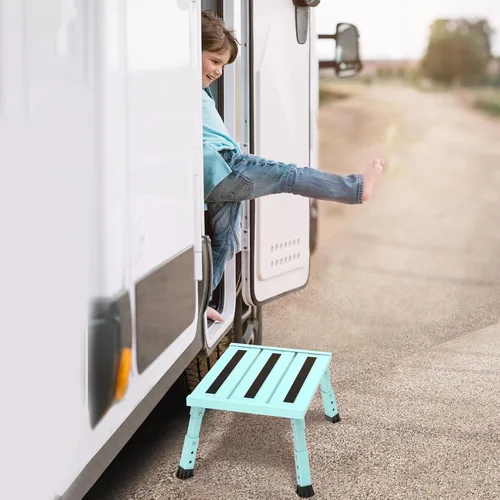 Miniatura 8 de Escalón de RV de Aluminio de Altura Ajustable, Escalón de Plataforma Plegable Estable, Soporta Hasta 1,000 libras, Pies de Goma Antideslizantes