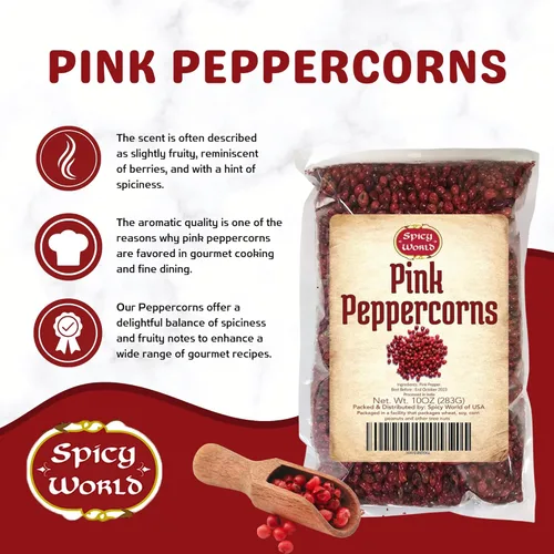 Miniatura 2 de Spicy World Granos de pimienta rosa de 10 onzas, sabor exquisito, pimienta entera de primera calidad, esterilizado al vapor, sin OMG, perfecto