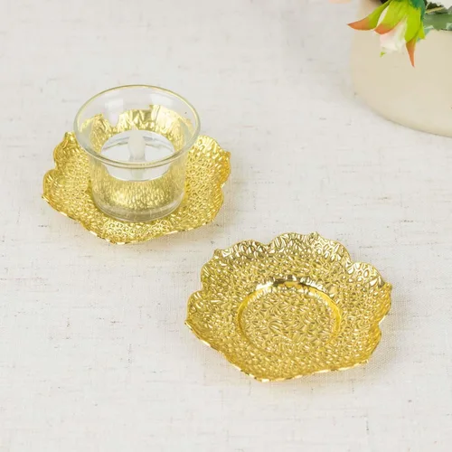 Miniatura 11 de Efavormart - Juego de 2 portavelas votivas de metal dorado de 9 pulgadas, jarrón multiusos con tallo de cristal