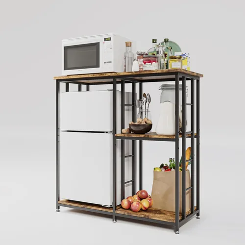COCOLUCKY Mini soporte para refrigerador con almacenamiento, barra de café con espacio para mini refrigerador, gabinete con almacenamiento, armario