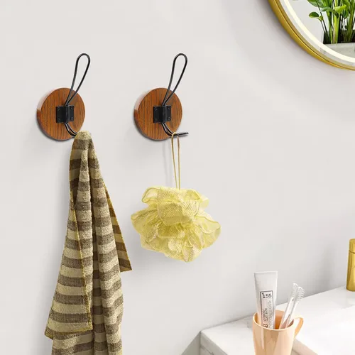 Miniatura 7 de Ganchos para toallas de baño, paquete de 2 ganchos de pared rústicos de granja para colgar batas, colgador de puerta autoadhesivo para colgar