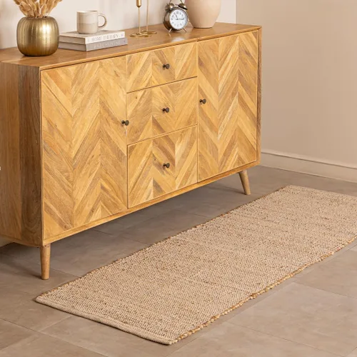 Miniatura 9 de HOMEMONDE Alfombra Chindi beige de 20 x 32 pulgadas, alfombra de trapo de algodón suave reciclado, hecha a mano, reversible, decoración bohemia