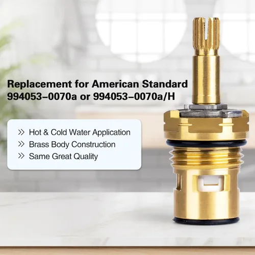 Miniatura 6 de Paquete de 2 cartuchos de grifo compatibles con American Standard 994053-0070A cartucho de válvula de repuesto para grifo de baño y cocina, latón