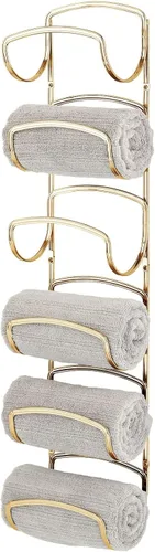 Miniatura 10 de mDesign Toallero moderno y decorativo de seis niveles para baño, soporte y organizador, para montar en la pared, para almacenamiento de toallas