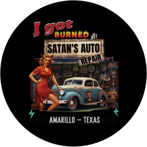 Miniatura 3 de I Got Burned At Satan's Auto Repair Retro Devil AMARILLO PopSockets Standard PopGrip