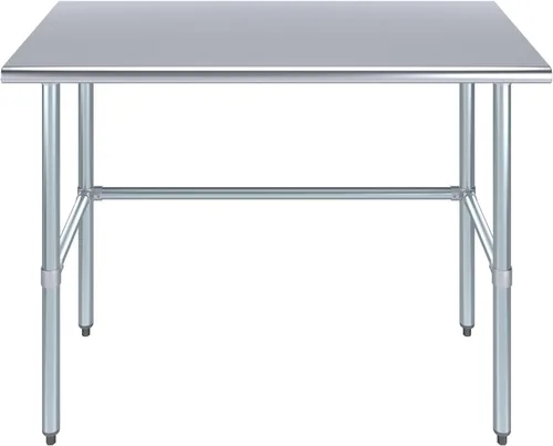 Miniatura 2 de Mesa de trabajo de acero inoxidable de base abierta de 24 x 48 pulgadas Residencial y comercial Preparación de alimentos Estación de trabajo