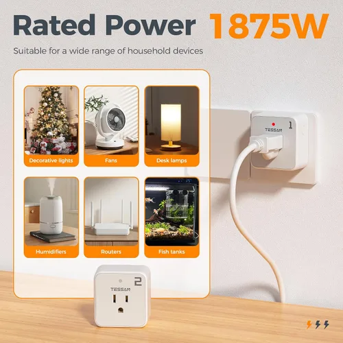 Miniatura 3 de TESSAN - Enchufe de salida con control remoto, kit de interruptor de luz inalámbrico TESSAN con rango RF de 100 pies, interruptor