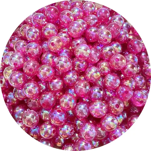 Miniatura 10 de 1000 cuentas redondas acrílicas de burbujas de 0.236 pulgadas AB coloridas de plástico sueltas espaciadoras para manualidades, collares, pulseras