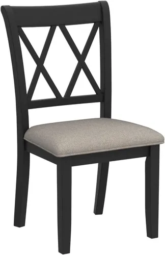 Miniatura 5 de Roundhill Furniture Windvale - Silla de comedor tapizada de tela, juego de 2, color negro
