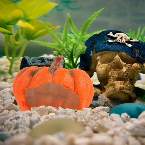 Miniatura 4 de Ipetboom Decoración de pecera de acuario Adornos de resina de dibujos animados Casa de refugio de calabaza Estatua de calabaza Estatua de cría Cueva