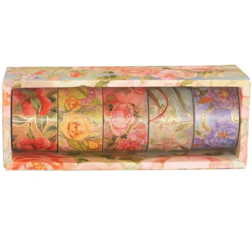 Miniatura 5 de YUBBAEX Blooming Washi - Juego de cintas adhesivas con lámina dorada, peonía ancha decorativa para artes, manualidades, suministros de diario