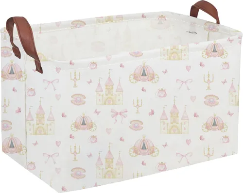Miniatura 8 de Cesta plegable rectangular de tela para almacenamiento,con revestimiento impermeable y asas, sirve como organizador de juguetes, cesta de regalo