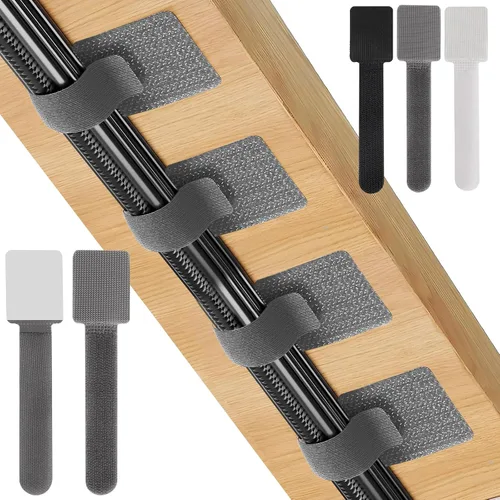 Miniatura 9 de Paquete de 50 bridas reutilizables autoadhesivas para organizar cables, correas ajustables de gancho y bucle para organizar cables de datos, cables