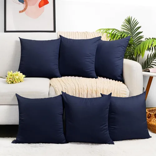 Miniatura 18 de Coddsmz Paquete de 6 fundas de almohada decorativas 100% algodón, fundas de cojín cuadradas de Navidad sólidas para el hogar, cama, sofá, día