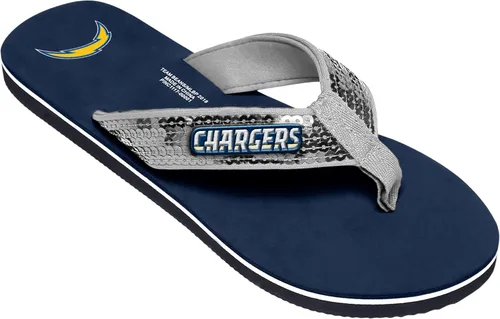 Miniatura 4 de FOCO Womens NFL Team Logo Sequin Strap Sandals Flip Flops