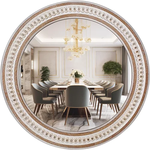 Miniatura 10 de Espejo de pared redondo de madera rústica de 24 pulgadas, espejos circulares decorativos para baño sobre fregadero, sala de estar, entrada, Estilo 2