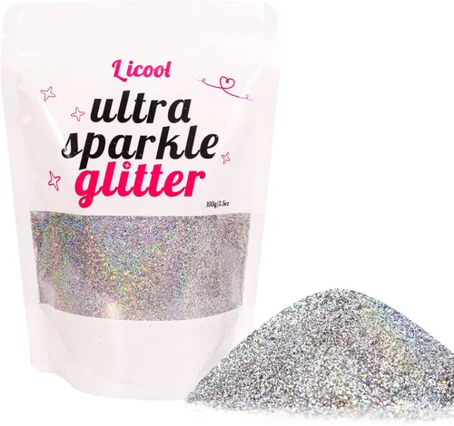 Brillantina holográfica ultra fina de 3.53 onzas, purpurina de maquillaje brillante, lentejuelas de resina con purpurina extrafina para manualidades