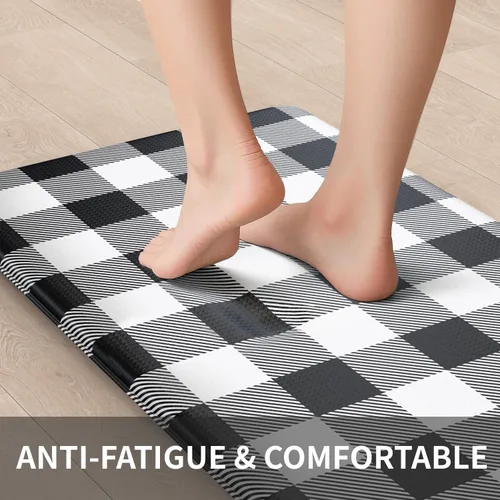 Miniatura 3 de MAYHMYO 2 alfombras antifatiga, antideslizantes, impermeables, acolchadas, color blanco y negro, cómodas alfombrillas de cocina para piso, casa