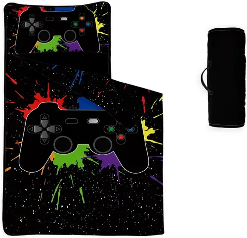 Miniatura 14 de Tapete para siesta espacial – Saco de dormir de galaxia espacial con almohada extraíble – Juego de ropa de cama para guardería y fiestas de pijamas