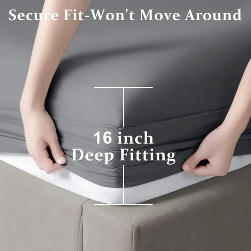 Miniatura 4 de SONORO KATE Sábanas de algodón de 1000 hilos, juego de sábanas de lujo egipcio de 100% algodón, bolsillo profundo de 18 pulgadas, transpirables