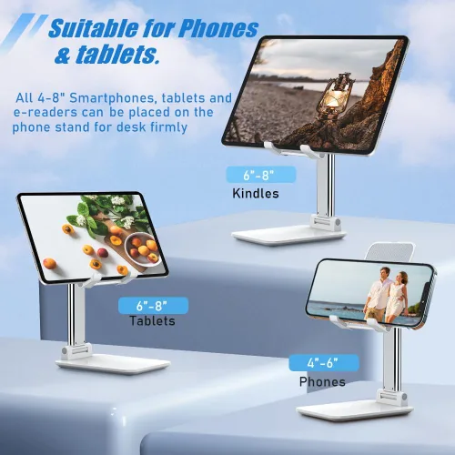 Miniatura 4 de Soporte para teléfono celular, soporte de teléfono celular ajustable en ángulo con almohadilla de silicona para escritorio, soporte de teléfono